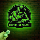 Personalized Welder Metal Sign with Led Light, Custom Mechanic Name Wall Art, Ironworker Sign, Welder Metal Wall Art, Welder Gift