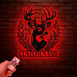 Custom Whitetail Deer Metal Sign with Led Lights, Custom Deer Forest Metal Sign, Last Name Sign, Deer Sign, Cabin Sign, Gift for Dad