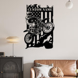 Custom Dirt Bike Metal Sign with LED, Personalized Motocross Biker Wall Art, Motorcycle Racing Gift, Man Cave Decor, Garage Sign
