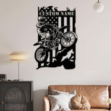 Custom Dirt Bike Metal Sign with LED, Personalized Motocross Biker Wall Art, Motorcycle Racing Gift, Man Cave Decor, Garage Sign