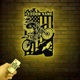 Custom Dirt Bike Metal Sign with LED, Personalized Motocross Biker Wall Art, Motorcycle Racing Gift, Man Cave Decor, Garage Sign