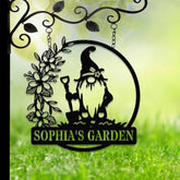 Personalized Floral Garden Gnome Yard Sign, Custom Gnome Gifts, Gnome Metal Art, Yard Decor, Outdoor Lawn Decor, Garden Decor