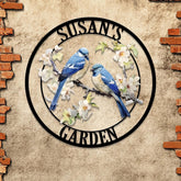 Custom Blue Jay Bird Garden Sign, Personalized Metal Garden Decor, Metal Bird Sign, Blue Jay Bird Wall Art, Gift For Gardener, Outdoor Decor