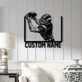 Personalized Football Player Metal Sign, LED Lights Option, Custom Name Football Wall Art, Football Room Decor, Team Gift, Sport Lover Gift