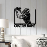 Personalized Football Player Metal Sign, LED Lights Option, Custom Name Football Wall Art, Football Room Decor, Team Gift, Sport Lover Gift