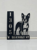 Personalized Boston Terrier Dog House Number, Pet Home Number Metal Wall Sign, Animal Outdoor House Address Sign, Dog Home Address Sign