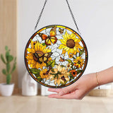 Sunflower Glass Suncatcher, Sunflower Stained Glass Hanging, Flower Garden Gift Home Decor, Birthday Gift, Window Hanging, Mother's Day Gift