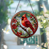 Cardinal Glass Suncatcher, Bird Glass Art, Cardinal Window Hanging, Memorial Suncatcher, Cardinal Lover Gift, Bird Wall Hanging, Home Decor