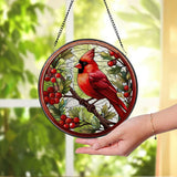 Cardinal Glass Suncatcher, Bird Glass Art, Cardinal Window Hanging, Memorial Suncatcher, Cardinal Lover Gift, Bird Wall Hanging, Home Decor