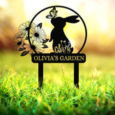 Custom Rabbit Garden Sign, Personalized Metal Yard Sign, Bunny Outdoor Decor, Garden Name Plaque, Decorative Yard Sign, Gardening Gift