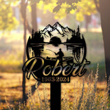 Custom Fishing Memorial Metal Stake, Fisherman Grave Marker, Father’s Day Outdoor Memorial Sign, Fishing Dad Sympathy Gift