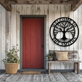 Personalized Metal Welcome Sign with Family Tree of Life Design, Custom Wall Art, Olive Tree Door Sign, Home Decor Wall Hanging