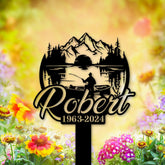 Custom Fishing Memorial Metal Stake, Fisherman Grave Marker, Father’s Day Outdoor Memorial Sign, Fishing Dad Sympathy Gift