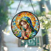 Virgin Mary Religious Glass Suncatcher Hanging, Religious Virgin Mary Suncatcher Gift, Guadalupe Window Hanger, Catholic Suncatcher