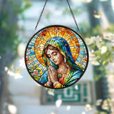 Virgin Mary Religious Glass Suncatcher Hanging, Religious Virgin Mary Suncatcher Gift, Guadalupe Window Hanger, Catholic Suncatcher