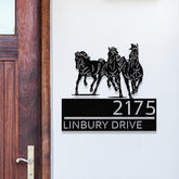 Custom Horse Address Sign,Personalized Metal Ranch Address Sign with Horse Silhouette, Barn Sign, Farmhouse Decor, Outdoor House Number Sign