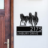 Custom Horse Address Sign,Personalized Metal Ranch Address Sign with Horse Silhouette, Barn Sign, Farmhouse Decor, Outdoor House Number Sign