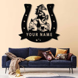 Personalized Horse Metal Sign, Custom Horseshoe Name Sign for Farm or Barn, Rustic Metal Horse Decor, Gift for Horse Lovers, Equine Wall Art