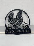 Personalized Floral Chicken Coop Sign, Hen House Sign, Farm Metal Decor, Metal Chicken Coop Sign, Custom Farm Sign, Rose Chicken Coop Sign