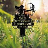 Personalized Deer Hunting Memorial Sign, Bow Hunting Metal Sign, Deer Bow Hunting Remembrance Gift, Cabin Decor,Outdoor Memorial Hunter Gift