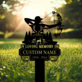 Personalized Deer Hunting Memorial Sign, Bow Hunting Metal Sign, Deer Bow Hunting Remembrance Gift, Cabin Decor,Outdoor Memorial Hunter Gift