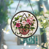 Stained Glass Morning Glory Window Hanging, Pink Flower Suncatcher, Garden Window Decor, Perfect Mother’s Day or Birthday Gift