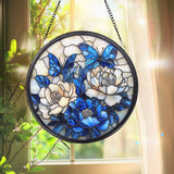 Sewing Machine and Cat Stained Glass Suncatcher, Quilter and Tailor Gift, Window Hanging for Sewing Room, Handmade Decor for Sewers