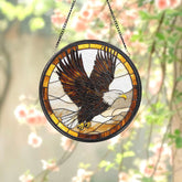 Bald Eagle Glass Suncatcher, Majestic Bird Window Hanging, Patriotic Wildlife Decor, Gift for Bird Lovers, Rustic Home or Cabin Accent