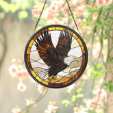 Bald Eagle Glass Suncatcher, Majestic Bird Window Hanging, Patriotic Wildlife Decor, Gift for Bird Lovers, Rustic Home or Cabin Accent