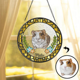 Personalized Guinea Pig Portrait Stained Glass Suncatcher, Pet Loss Sympathy, Guinea Pig Memorial Suncatcher, Pet Lovers Gift