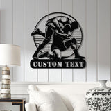 Custom Wrestling Metal Sign with LED Lights - Personalized Wrestler Name Wall Art, Martial Arts Room Decor, Sports Fan Gift, Boys Room Sign