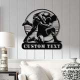 Custom Wrestling Metal Sign with LED Lights - Personalized Wrestler Name Wall Art, Martial Arts Room Decor, Sports Fan Gift, Boys Room Sign