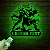 Custom Wrestling Metal Sign with LED Lights - Personalized Wrestler Name Wall Art, Martial Arts Room Decor, Sports Fan Gift, Boys Room Sign