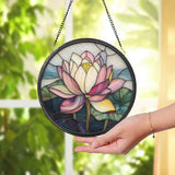 Lotus Flower Glass Window Ornament, Handmade Zen Garden Decor, Yoga Lover Gift, Mindfulness Room Accent, Perfect Mother's Day Gift