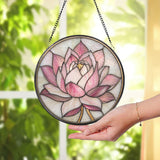 Zen Lotus Flower Glass Decor, Mindful Living Window Ornament, Yoga Room Gift, Handmade Mother's Day Gift, Spiritual Home Accent