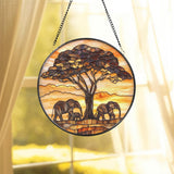 Elephant Mama and Baby Glass Suncatcher, Motherhood Window Hanging, Gift for Mom, Garden or Nursery Decor, Animal Family Art