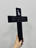 Personalized Memorial Cross Metal Sign, Forever in Our Hearts Grave Marker, Personalized Photo Grave Marker, Cross Grave Marker With Photo