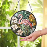 Stained Glass Flamingo Suncatcher, Bird Window Hanging Decor, Handmade Glass Art, Flamingo Lover Gift, Housewarming or Birthday Gift