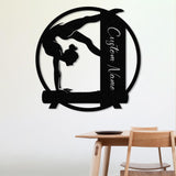 Personalized Gymnastics Metal Sign, Custom Name Gymnast Wall Art, Balance Beam Girl Silhouette, Gift for Athlete or Gymnast Daughter