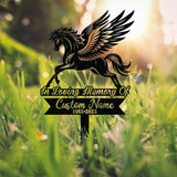 Pegasus Memorial Metal Stake, Personalized Grave Marker Sign with Wings, In Loving Memory Custom Name Plaque, Outdoor Cemetery Tribute