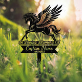 Pegasus Memorial Metal Stake, Personalized Grave Marker Sign with Wings, In Loving Memory Custom Name Plaque, Outdoor Cemetery Tribute