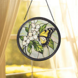 Monarch Butterfly Glass Suncatcher, Wildflower Window Hanging, Handmade Garden Decor, Gift for Mom, Birthday or Mother's Day Gift