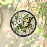 Monarch Butterfly Glass Suncatcher, Wildflower Window Hanging, Handmade Garden Decor, Gift for Mom, Birthday or Mother's Day Gift