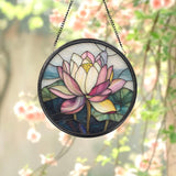 Lotus Flower Glass Window Ornament, Handmade Zen Garden Decor, Yoga Lover Gift, Mindfulness Room Accent, Perfect Mother's Day Gift
