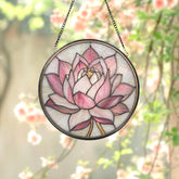 Zen Lotus Flower Glass Decor, Mindful Living Window Ornament, Yoga Room Gift, Handmade Mother's Day Gift, Spiritual Home Accent