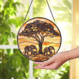 Elephant Mama and Baby Glass Suncatcher, Motherhood Window Hanging, Gift for Mom, Garden or Nursery Decor, Animal Family Art