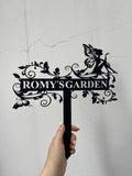 Custom Fairy Metal Garden Sign, Flower Garden Sign, Fairy Garden Stake, Outdoor Garden Yard Decor, Metal Fairy Garden Art, Gardener Gift