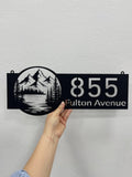 Custom Mountain Forest Address Sign, Metal House Number Sign, Personalized Address Plaque, Street Name Sign, Front Door Sign, New Home Gift