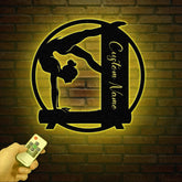 Personalized Gymnastics Metal Sign, Custom Name Gymnast Wall Art, Balance Beam Girl Silhouette, Gift for Athlete or Gymnast Daughter