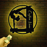 Personalized Gymnastics Metal Sign, Custom Name Gymnast Wall Art, Balance Beam Girl Silhouette, Gift for Athlete or Gymnast Daughter